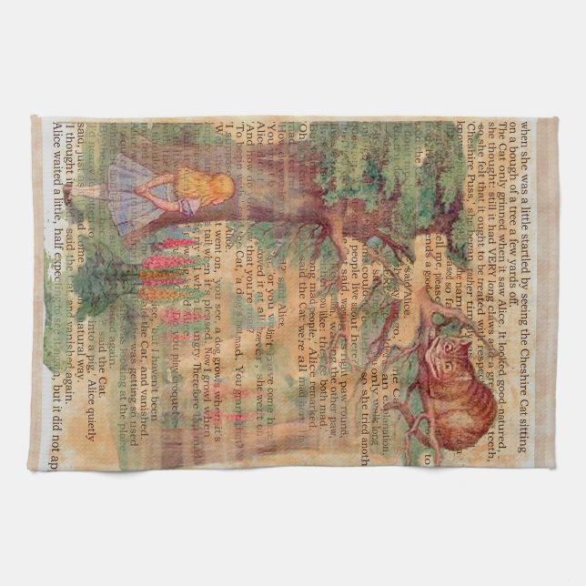 Alice möter Cheshire .cat Kökshandduk (Horisontell)