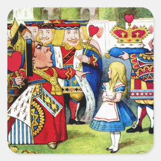 Alice möter Hearts drottning i Wonderland Fyrkantigt Klistermärke