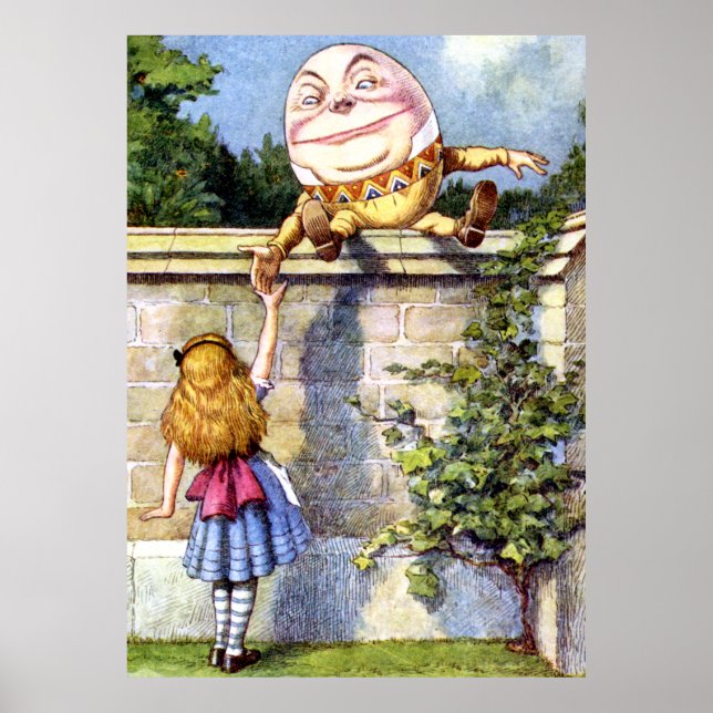Alice möter Humpty Dumpty i Wonderland Poster (Framsidan)