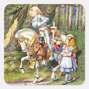 Alice möter Vita Knight i Wonderland Fyrkantigt Klistermärke