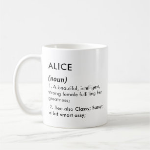 Alice namn, Redigerbart namn, Anpassat namn Kaffemugg