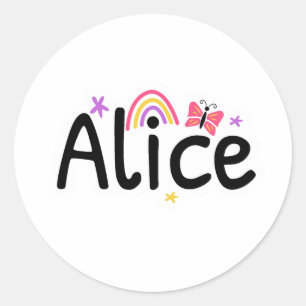 Alice namn söt design runt klistermärke