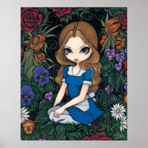Alice och blommakonsttrycket - i underland poster