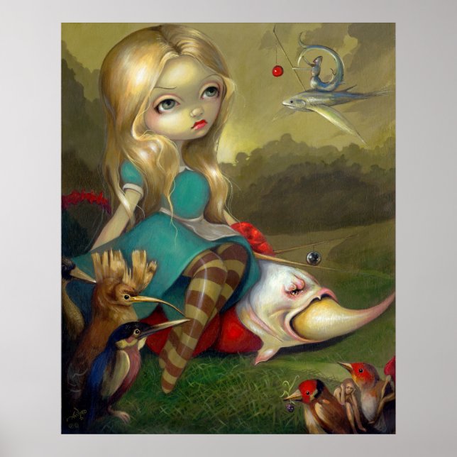 Alice och Bosch Birds ART PRINT Wonderland Poster (Framsidan)