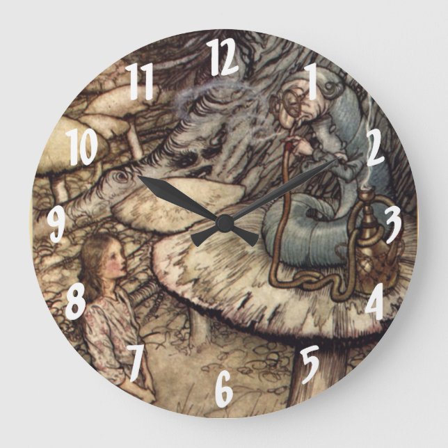 Alice och Caterpelaren Arthur Rackham Wall Clock Stor Klocka (Framsida)