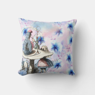 Alice och Caterpelaren Blue-Blommigten Kudde