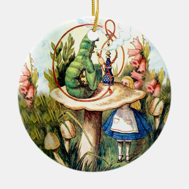 Alice och Caterpillar i underland Julgransprydnad Keramik (Framsidan)