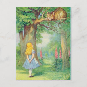 Alice och Cheshire Cat Färg Vykort