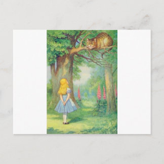 Alice och Cheshire Cat Färg Vykort