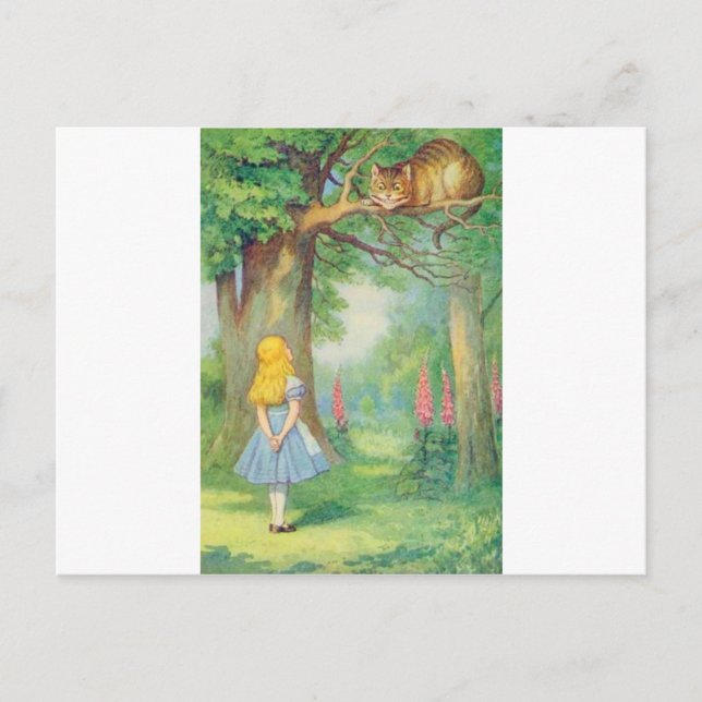 Alice och Cheshire Cat Färg Vykort (Framsida)