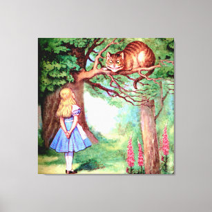 Alice och Cheshire Cat i Wonderland Canvastryck