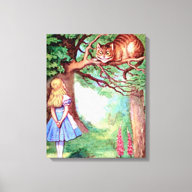 Alice och Cheshire Cat i Wonderland Canvastryck (Framsida)