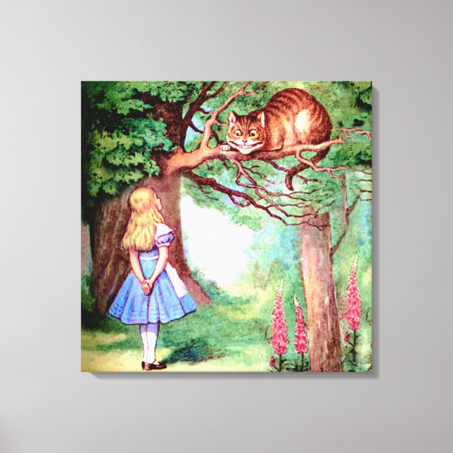 Alice och Cheshire Cat i Wonderland Canvastryck (Framsida)