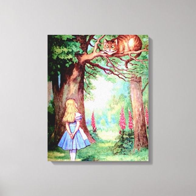 Alice och Cheshire Cat i Wonderland Canvastryck (Framsida)