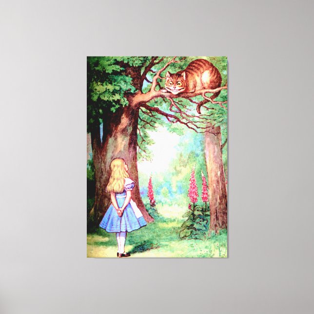 Alice och Cheshire Cat i Wonderland Canvastryck (Framsida)