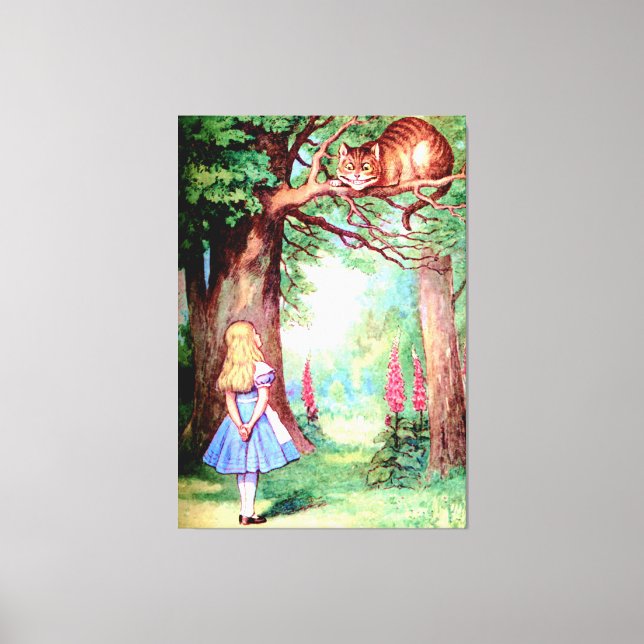Alice och Cheshire Cat i Wonderland Canvastryck (Framsida)