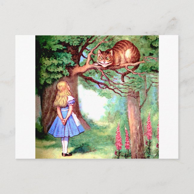 Alice och Cheshire Cat i Wonderland Vykort (Framsida)