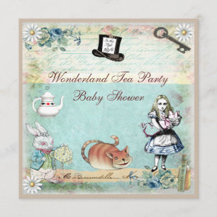 Alice och Cheshire Cat Wonderland Baby Shower Inbjudningar