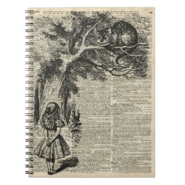 Alice och Cheshire stencilerar konst på den Anteckningsbok