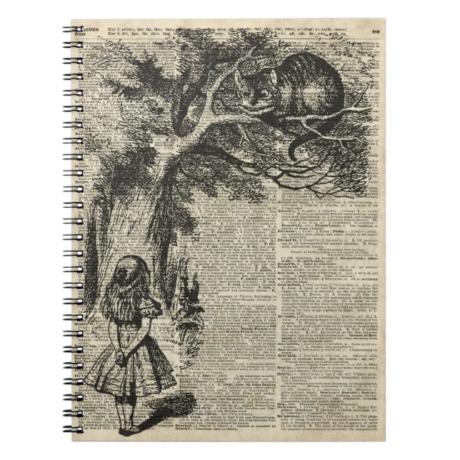 Alice och Cheshire stencilerar konst på den Anteckningsbok (Framsidan)