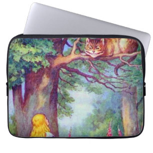 Alice och den Cheshire kattelektroniken hänger l Laptop Sleeve