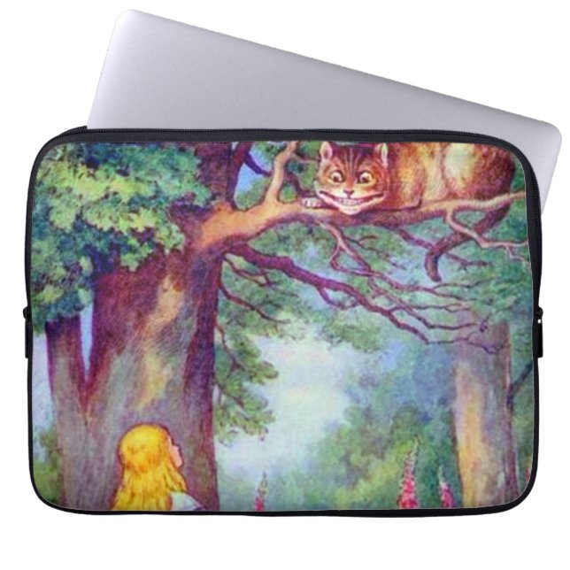 Alice och den Cheshire kattelektroniken hänger lös Laptop Sleeve (Framsidan)