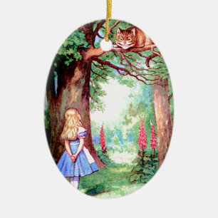 Alice och den Cheshire katten i underland Julgransprydnad Keramik