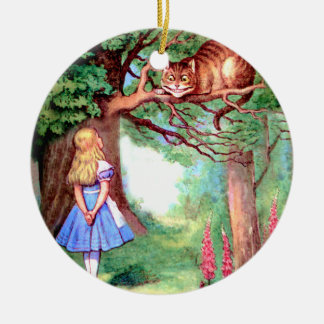 Alice och den Cheshire katten i underland Julgransprydnad Keramik