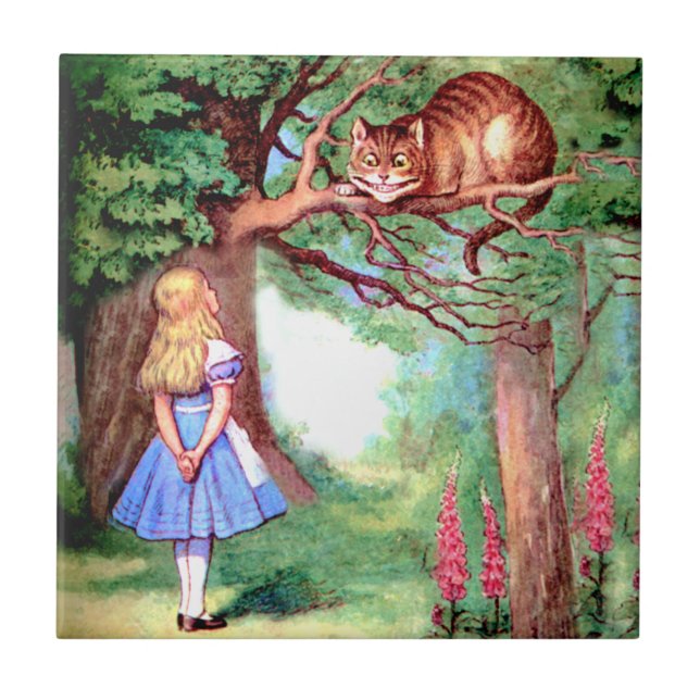 Alice och den Cheshire katten i underland Kakelplatta (Framsidan)