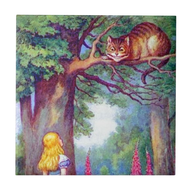 Alice och den Cheshire katten Kakelplatta (Framsidan)