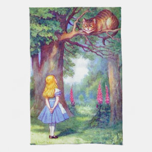 Alice och den fulla färgen för Cheshire katt Kökshandduk