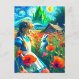 Alice och den vita kaninen Ange Oz Van Gogh Stil Vykort