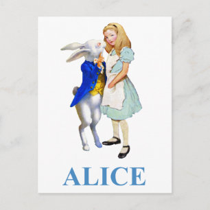 Alice och Den Vita Kaninen i Underlandet Vykort