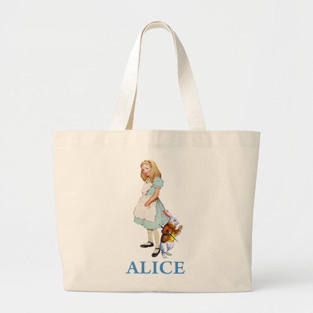Alice och den vita kaninen i Wonderland Jumbo Tygkasse (Framsidan)
