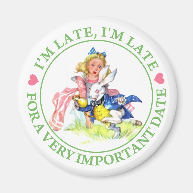 ALICE OCH DEN VITA KANINEN - JAG ÄR SENT! MAGNET (Framsidan)