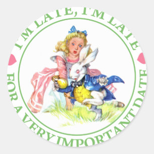 ALICE OCH DEN VITA KANINEN - JAG ÄR SENT! RUNT KLISTERMÄRKE