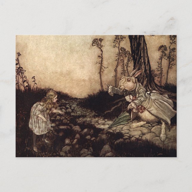 Alice och den vita kaninen vykort (Framsida)