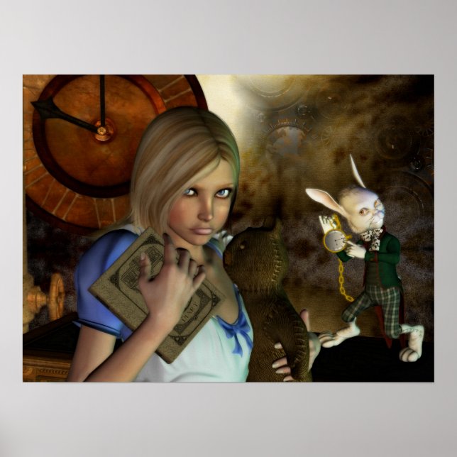 Alice och den vita kaninutskriften poster (Framsidan)