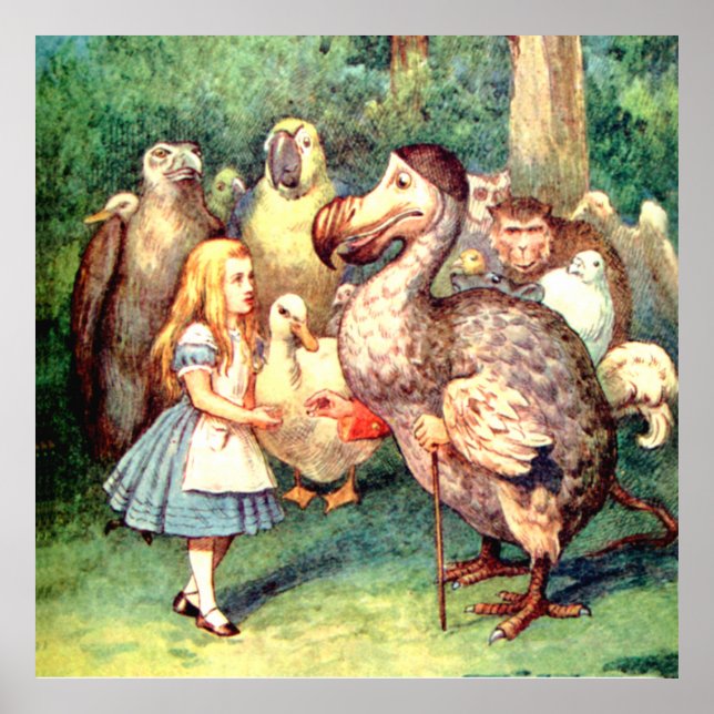 Alice och Dodo Bird i Wonderland Poster (Framsidan)