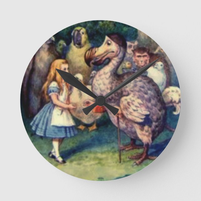 Alice och Dodo Färg Wall Clock Rund Klocka (Framsida)