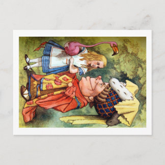Alice och Duchess Play Flamingo Croquet Vykort