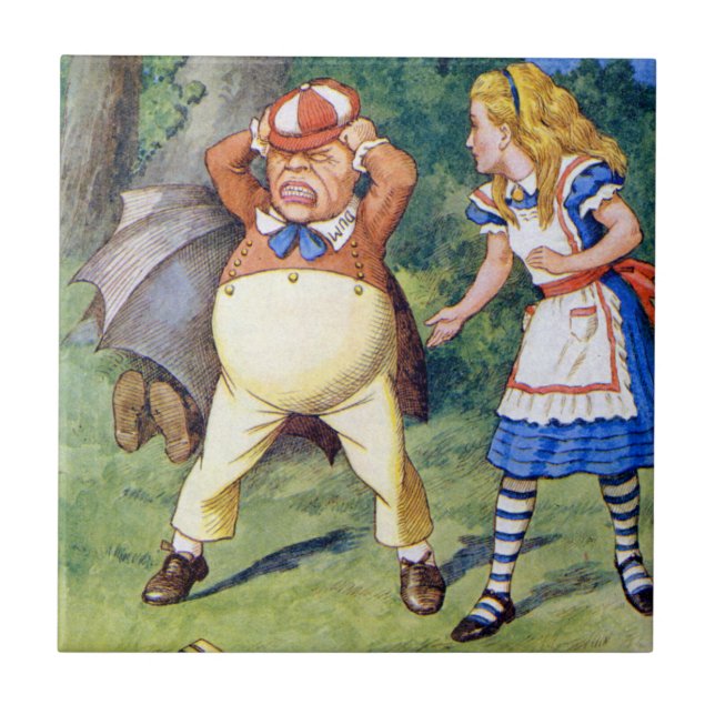 Alice och en ilskna Tweedledum i underland Kakelplatta (Framsidan)