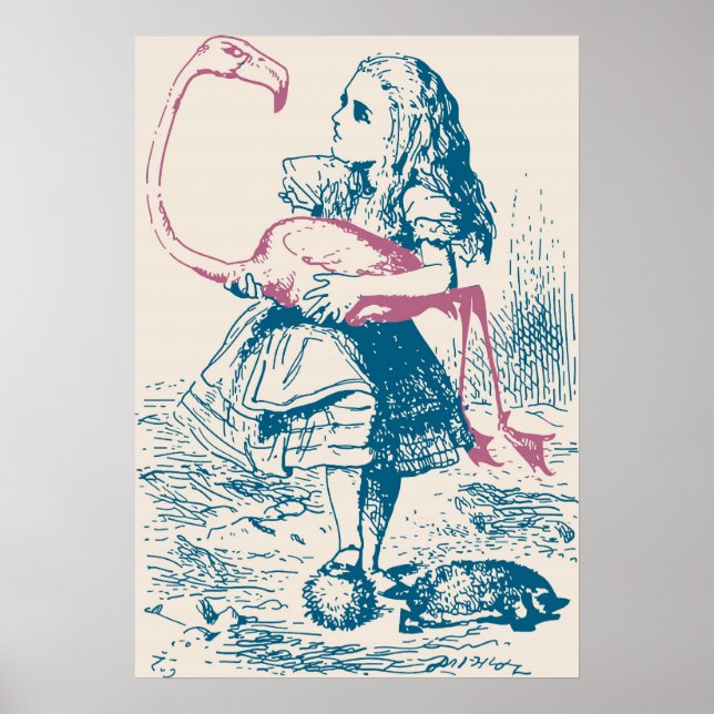Alice och Flamingo Croquet Mallet Poster (Framsidan)