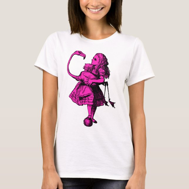 Alice och Flamingo Inked rosapåfyllning Tee (Framsida)