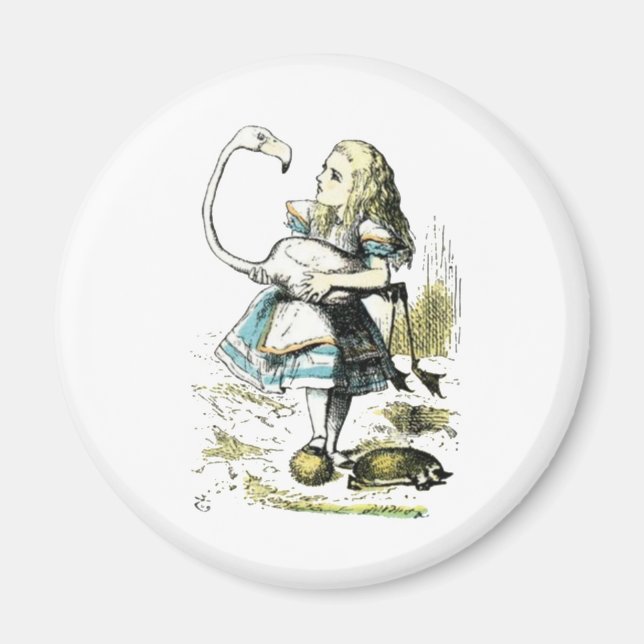 Alice och Flamingo Light Pastels Magnet (Framsidan)