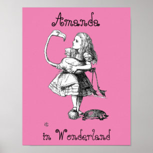 Alice och Flamingo (rosa bkgrd) Poster