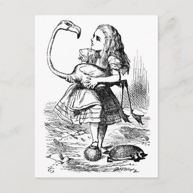 Alice och Flamingo Vykort (Framsida)