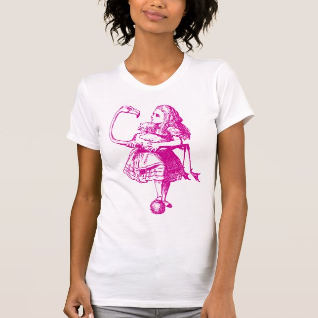 Alice och flamingoen Inked rosor T Shirt (Framsida)