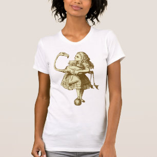 Alice och flamingoen Inked Sepia Tee Shirt