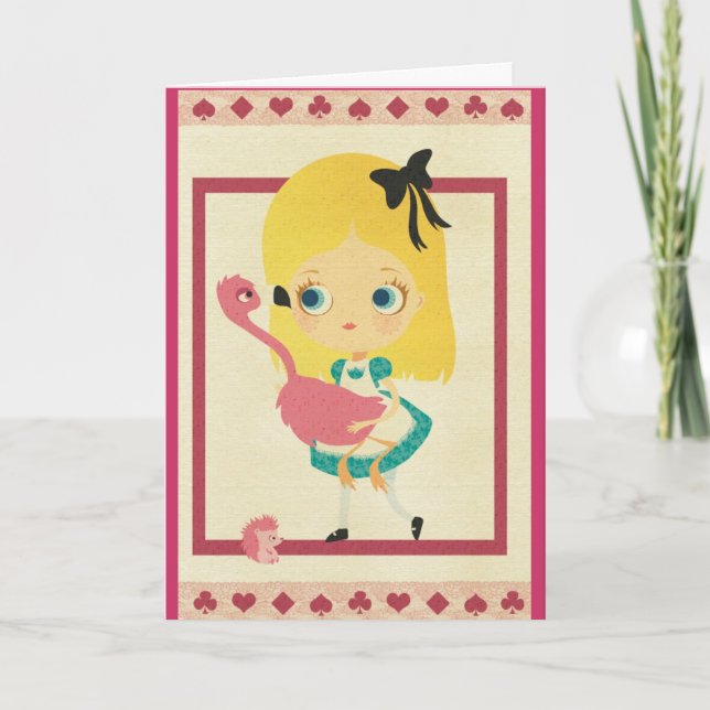 Alice och Flamingohälsningkortet Kort (Framsida)